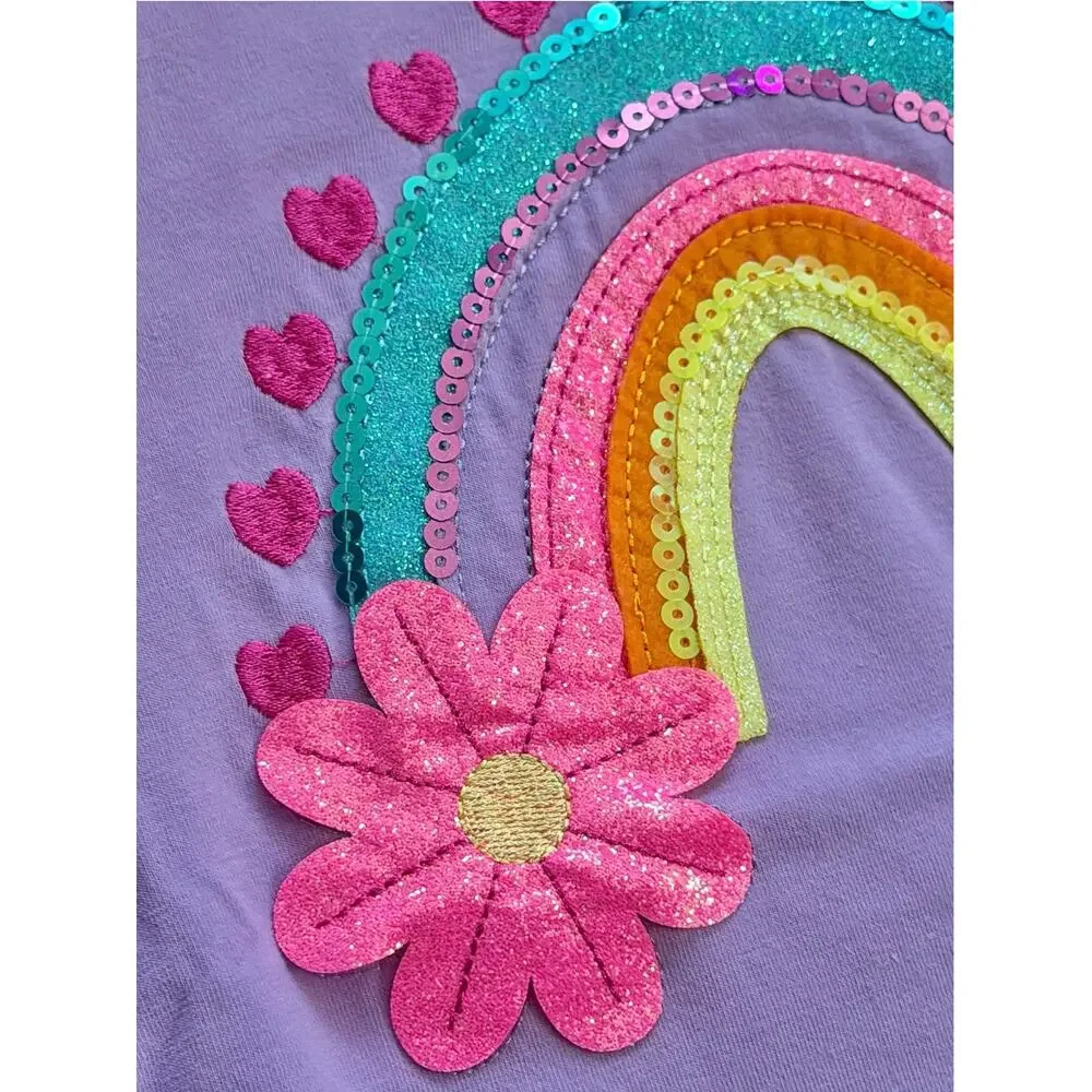 Counting Daisies Purple Rainbow Matching Outfit Set Ruffle Flare Pant Girls 8